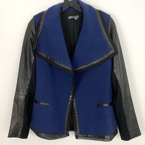 Vince Blue and Black Leather Jacket